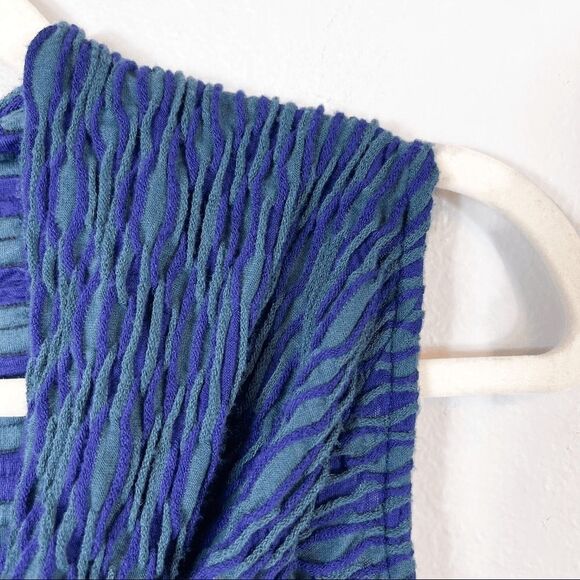 ANTHROPOLOGIE DELETTA Blue/Green Knit Sleeveless Blouse Size Medium - Picture 3 of 11